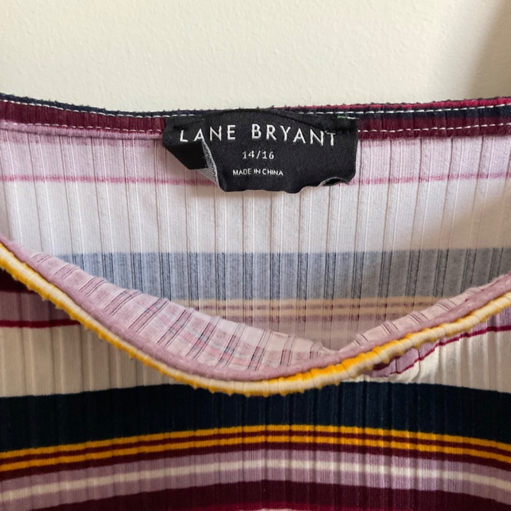 Lane Bryant Square Neck Ribbed Striped Tank Top‎ - Size 14/16 - Picture 4 of 7